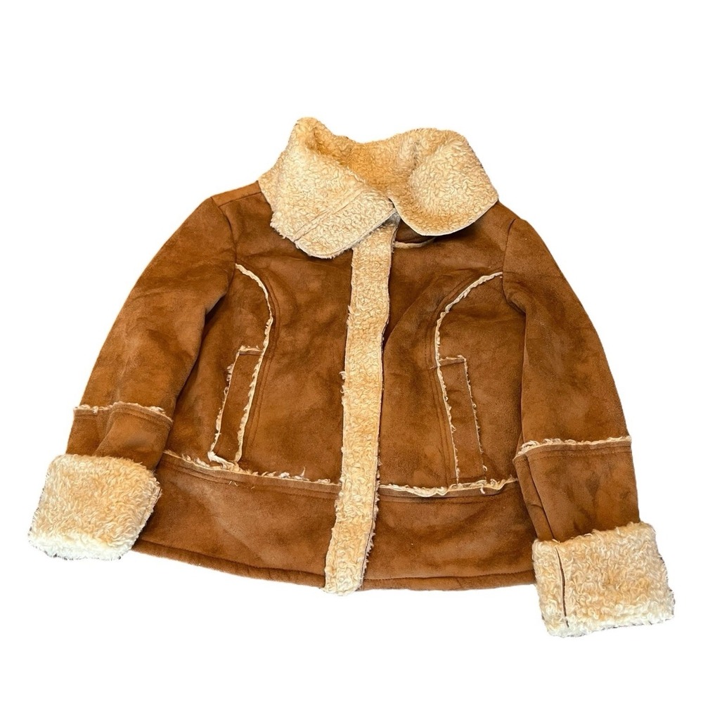 Decree Faux Fur Suede Sherpa Lined Jacket Sz L? Western‎ Cowboy Shearling READ